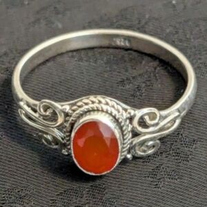 New 925 Solid Sterling Silver Ring Genuine Red Carnelian Ring Size 11